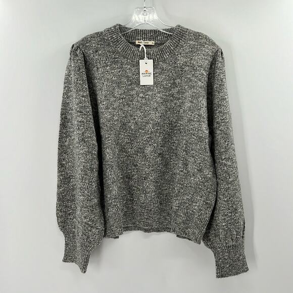 Marine Layer Alma Puff Sleeve Sweater - Charcoal Heather - XL - NWT - Picture 1 of 7